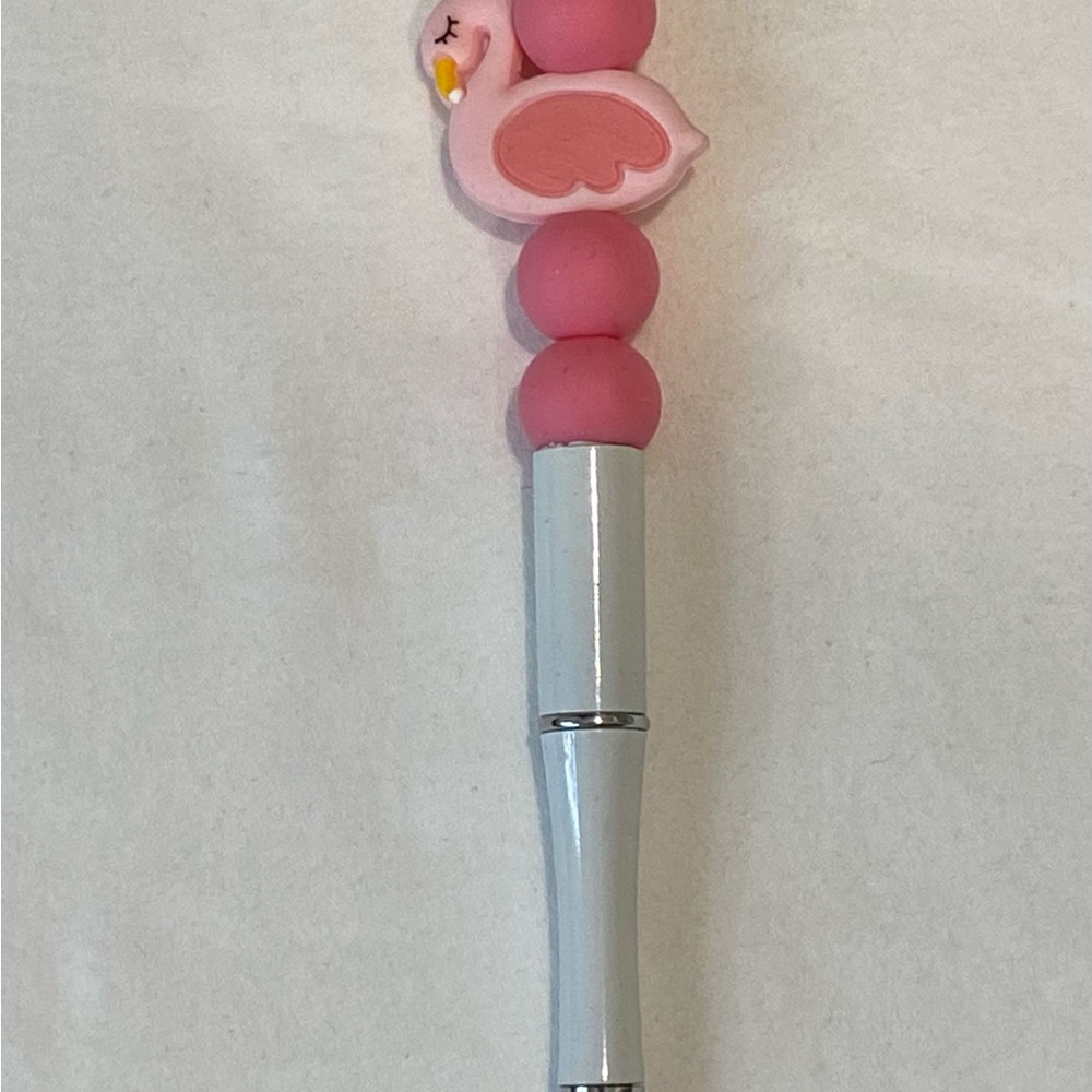 Hand Made Pink Flamingo Beaded Pen
